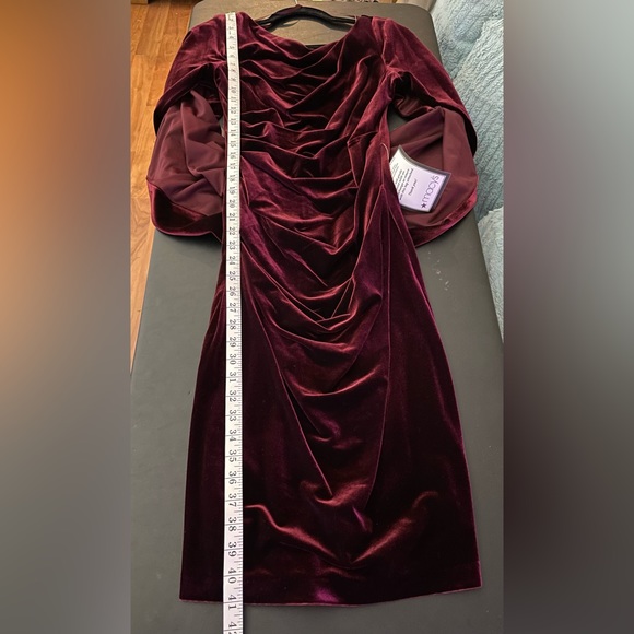 NWT Betsy & Adam Velvet Cape Midi Dress Burgundy Color Size 6 - Picture 9 of 12